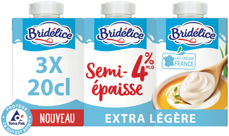 CREME SEMI-EPAISSE EXTRA LEGERE 4% BRIDELICE