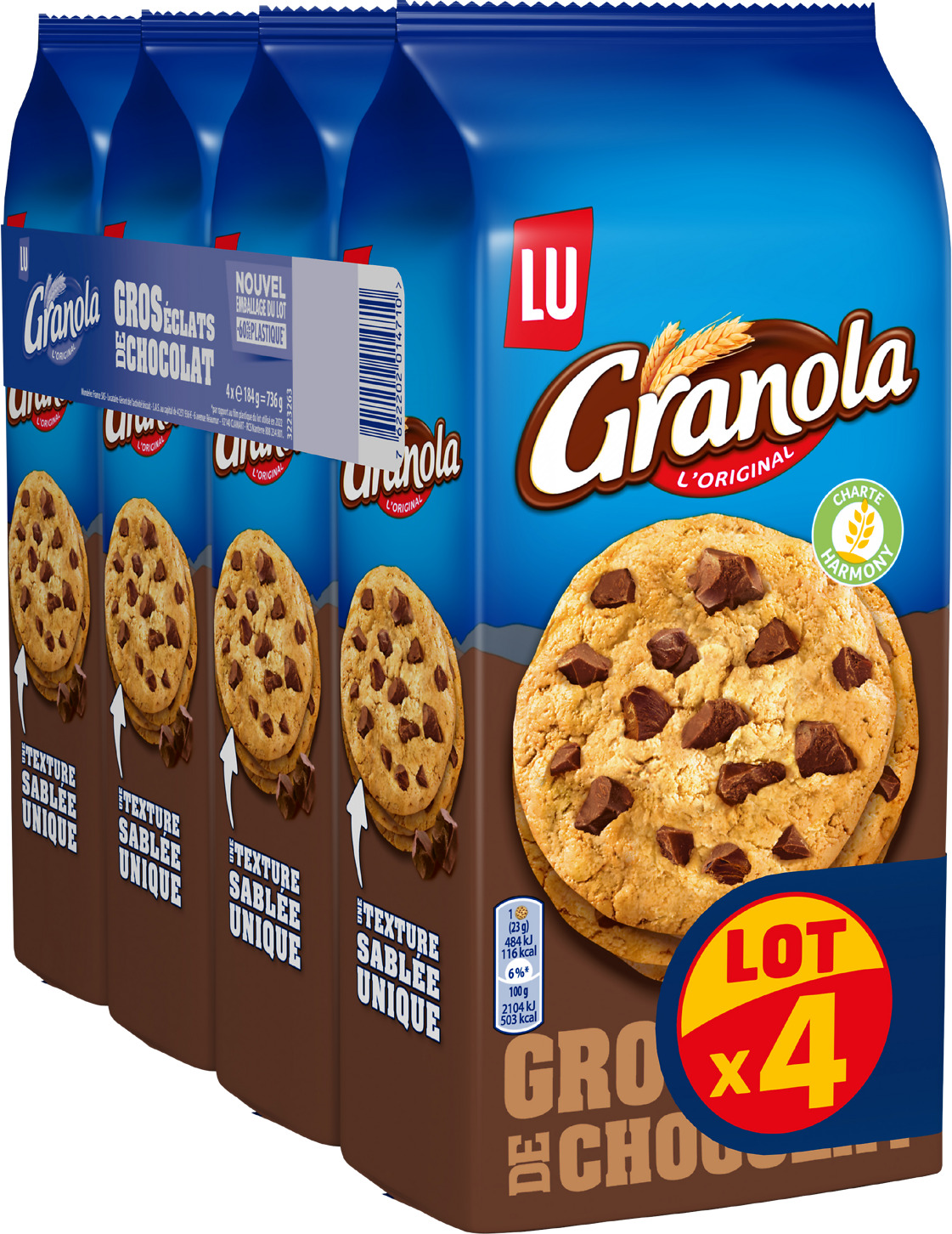 COOKIES AUX GROS ECLATS DE CHOCOLAT GRANOLA LU