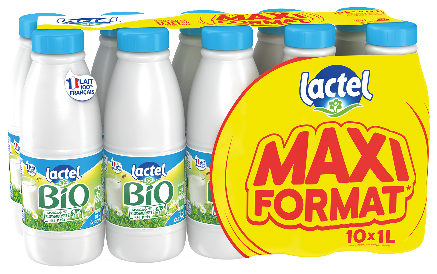 LAIT UHT DEMI-ECREME LACTEL BIO