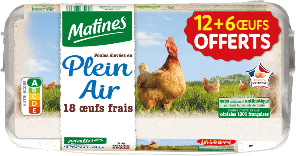 OEUFS DE POULES ELEVEES EN PLEIN AIR TOUS CALIBRES MATINES