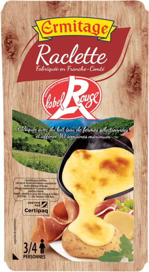RACLETTE TRANCHEE LABEL ROUGE AU LAIT PASTEURISE ERMITAGE