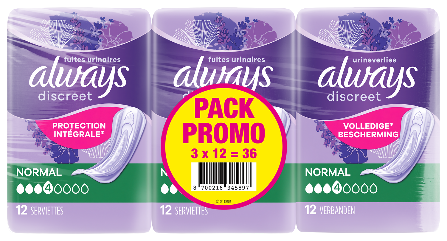 SERVIETTES POUR FUITES URINAIRES ALWAYS DISCREET