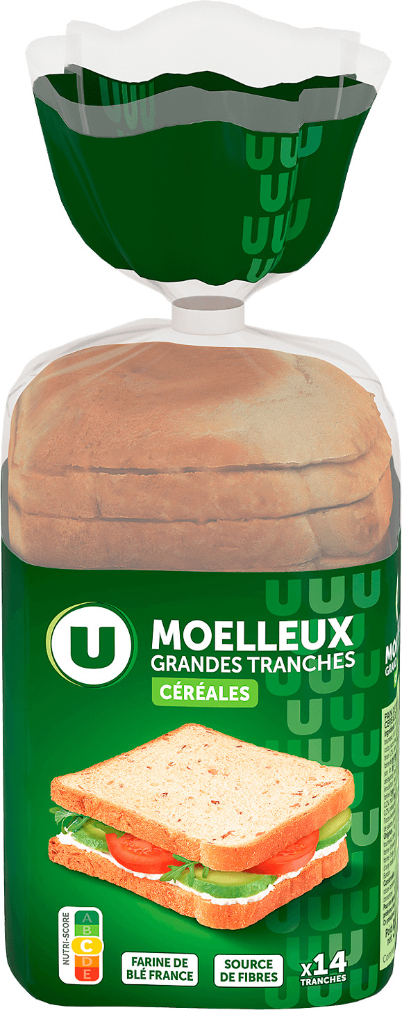 PAIN DE MIE GRANDES TRANCHES AUX CEREALES U