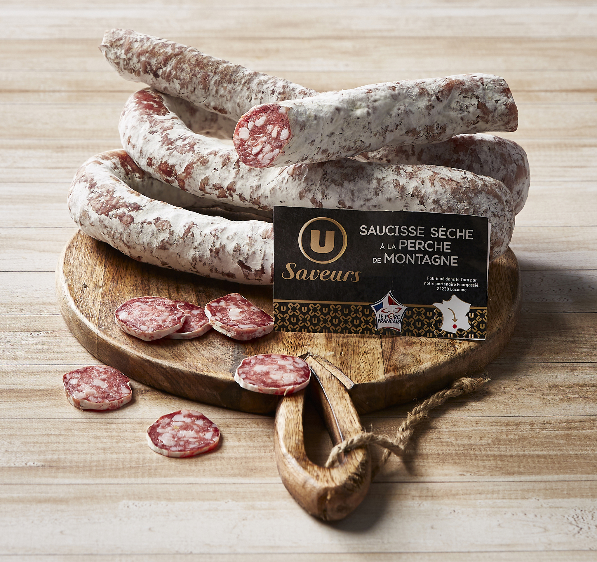 SAUCISSE SÈCHE DE MONTAGNE À LA PERCHE OU SAUCISSON SEC BRIDÉ DE MONTAGNE U SAVEURS
