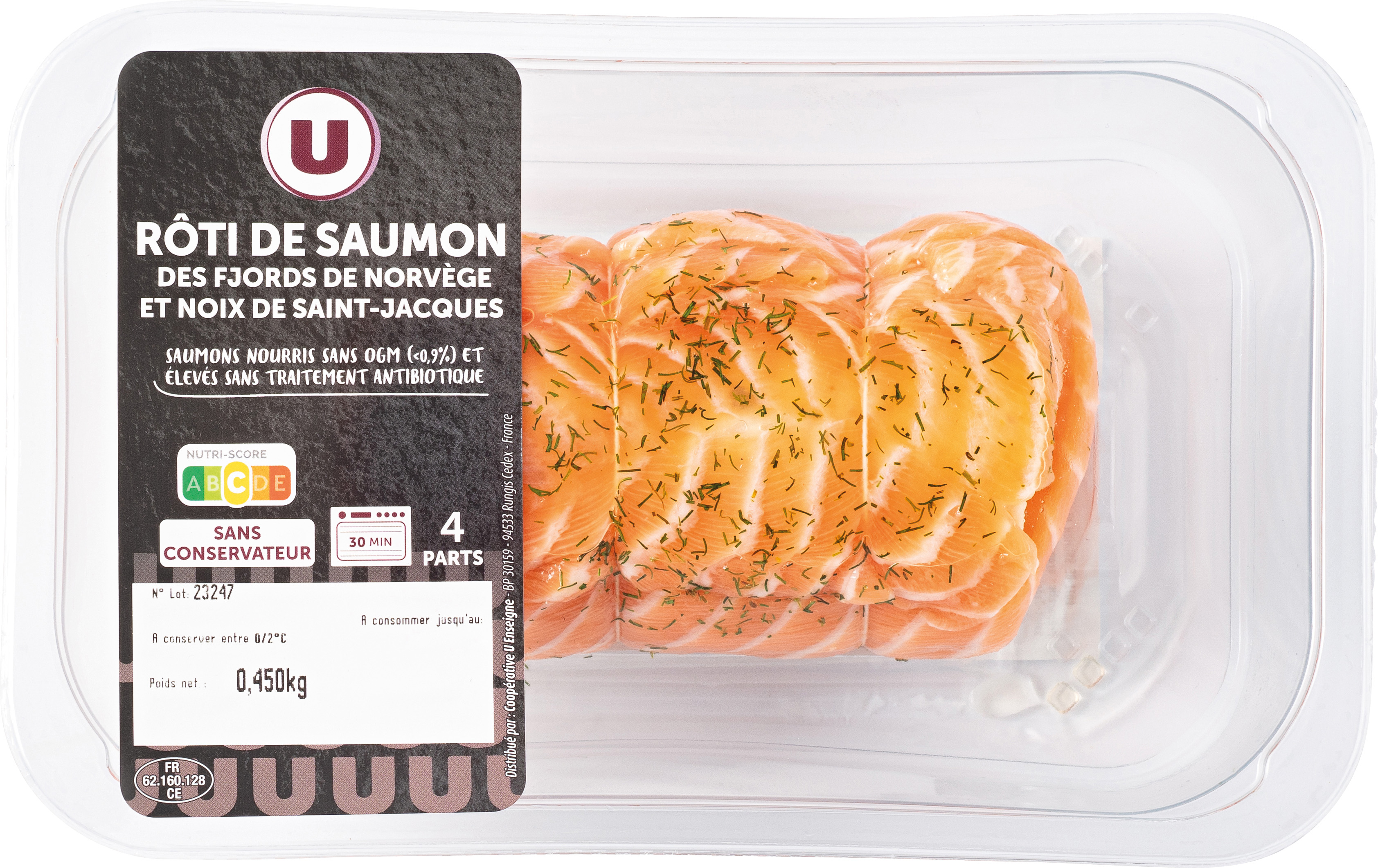 ROTI DE SAUMON DES FJORDS DE NORVEGE U ET NOIX DE SAINT-JACQUES
