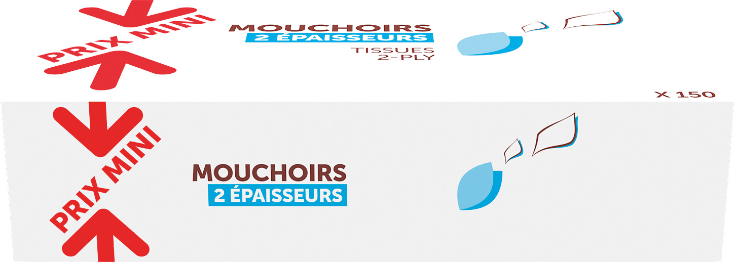 MOUCHOIRS 2 EPAISSEURS PRIX MINI