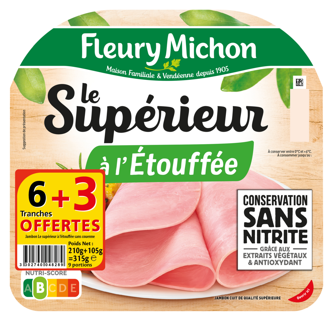 JAMBON LE SUPERIEUR CONSERVATION SANS NITRITE FLEURY MICHON