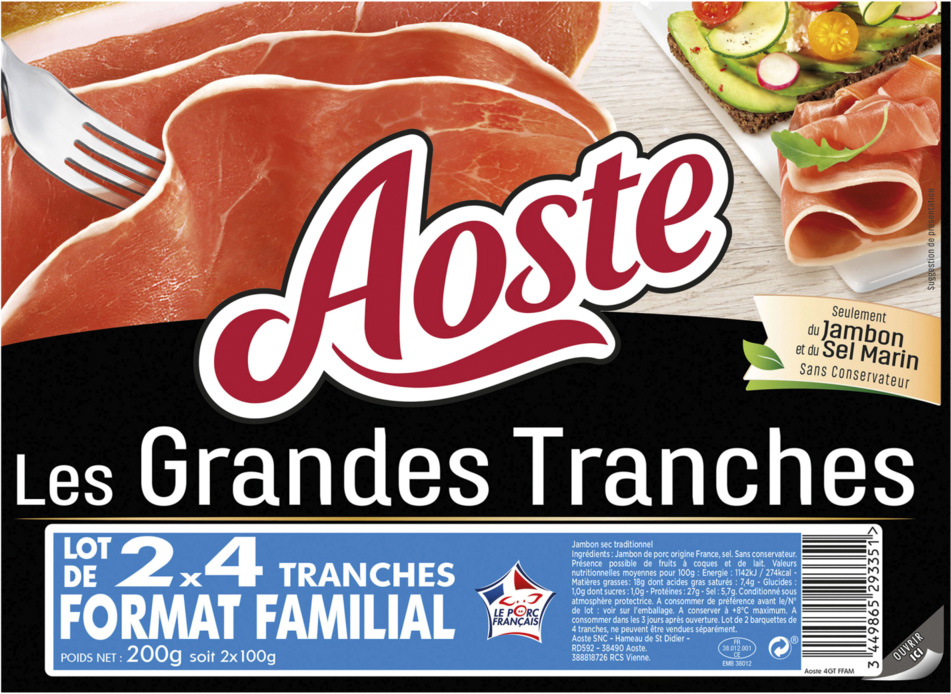 JAMBON CRU 4 GRANDES TRANCHES AOSTE