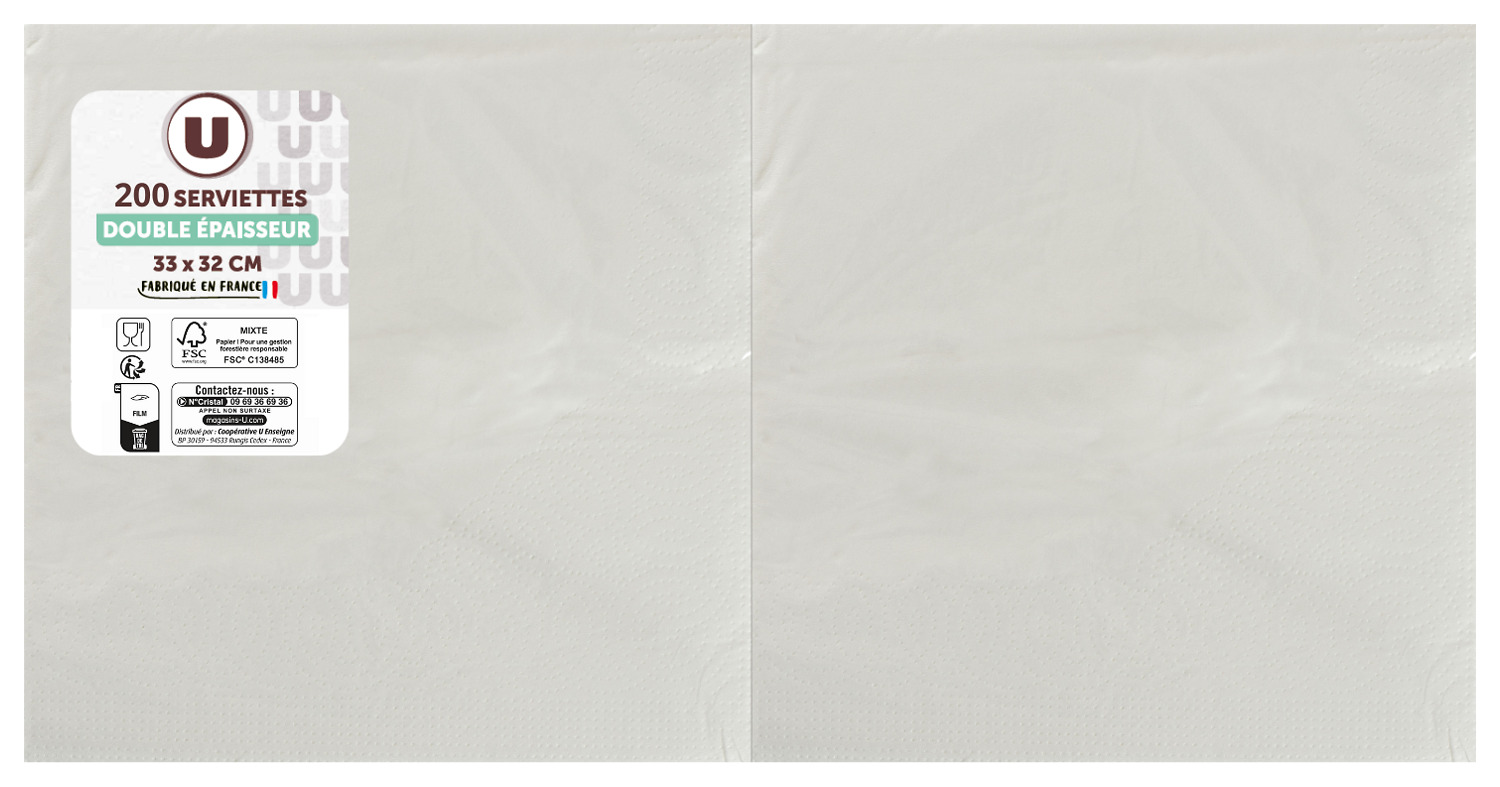 200 SERVIETTES BLANCHES