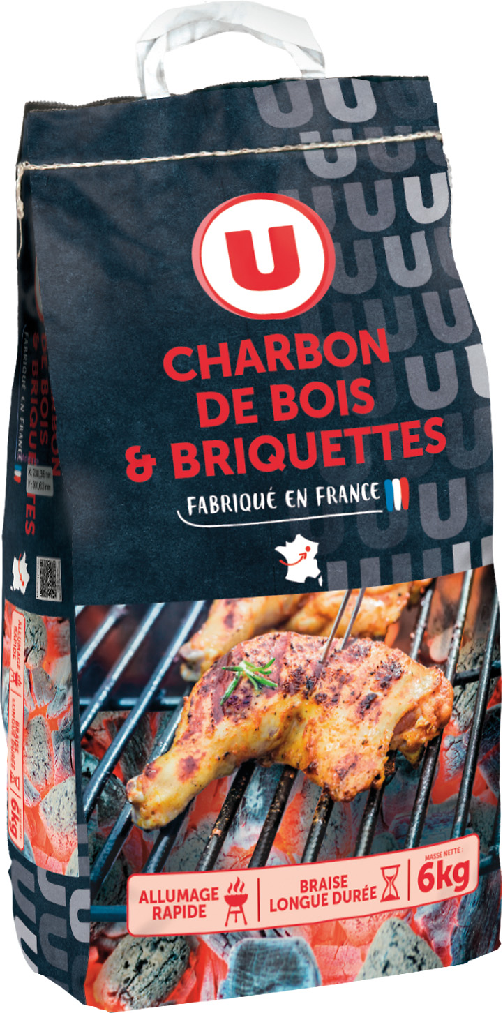 MIX CHARBON DE BOIS ET BRIQUETTES U 6KG