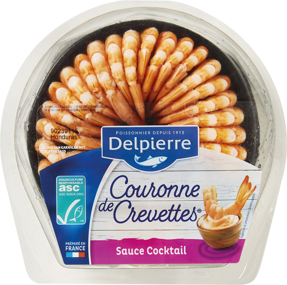 COURONNE DE QUEUES DE CREVETTES SAUCE COCKTAIL OU FINES HERBES DELPIERRE