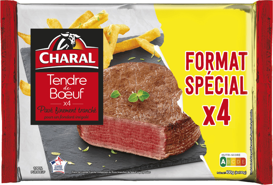 BIFTECK OU TENDRE DE BOEUF
OU CARACTERE DE BOEUF CHARAL