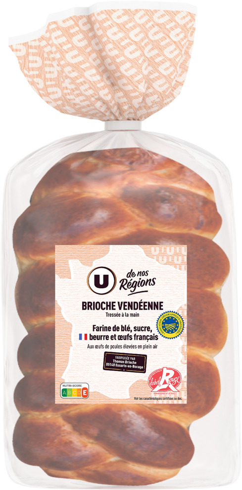 BRIOCHE VENDEENNE TRESSE LABEL ROUGE U DE NOS REGIONS
