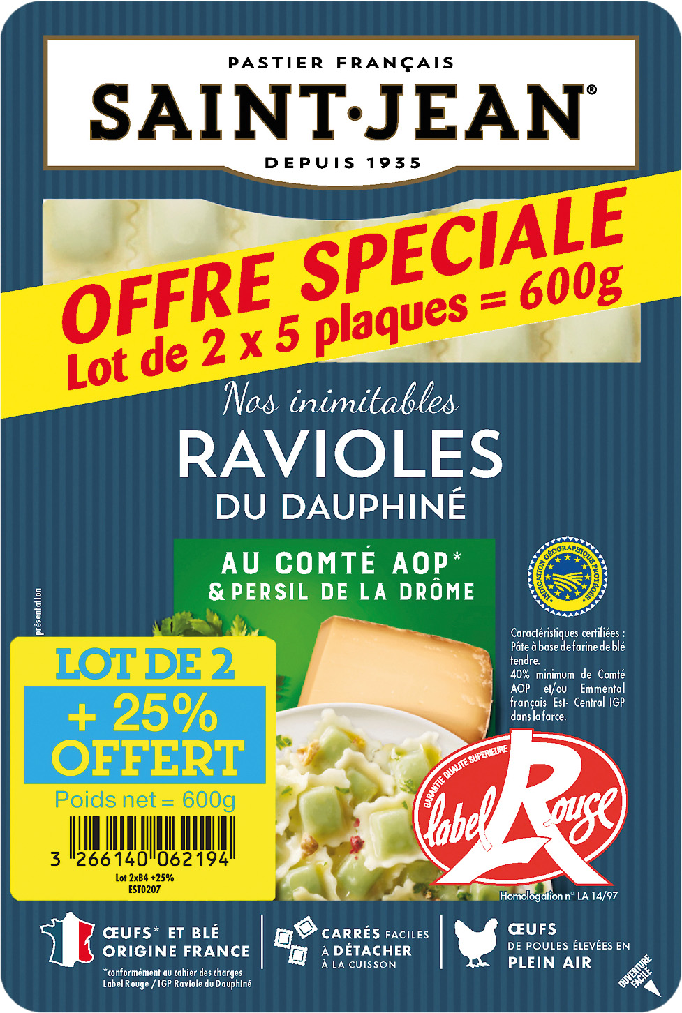 RAVIOLES DU DAUPHINE IGP AU COMTE AOP SAINT JEAN
