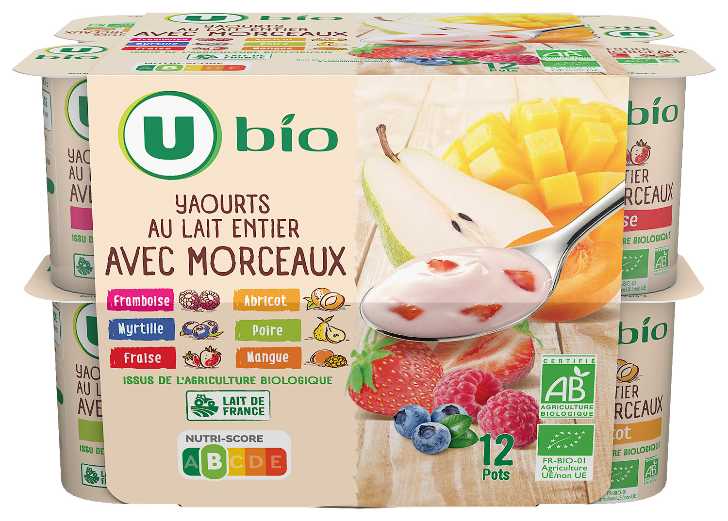 YAOURTS AUX FRUITS AVEC MORCEAUX U BIO