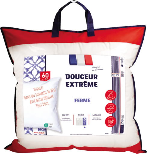 OREILLER "DOUCEUR EXTREME" 60X60CM FERME