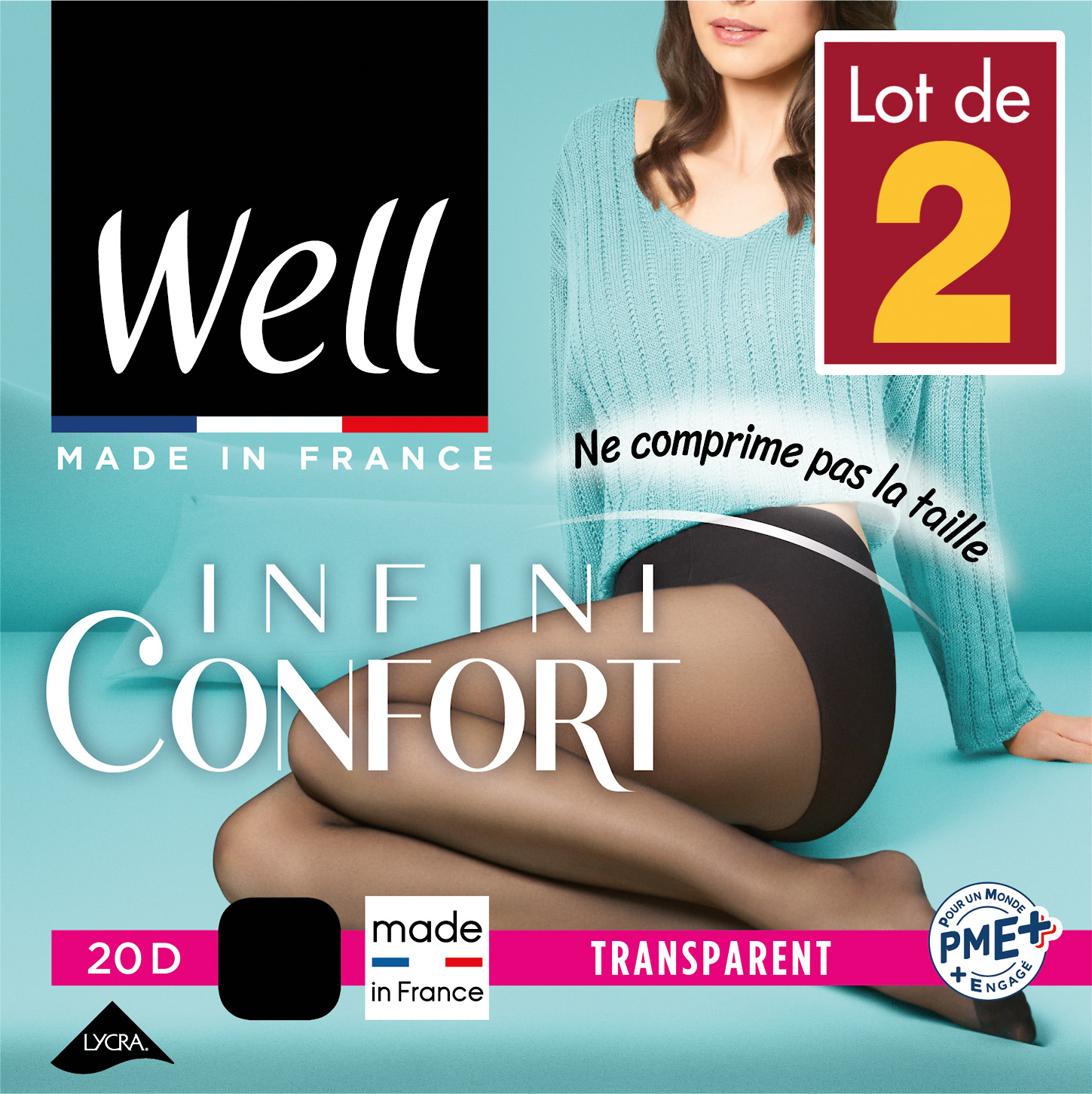 LOT DE 2 COLLANTS INFINI CONFORT TRANSPARENT 20D WELL