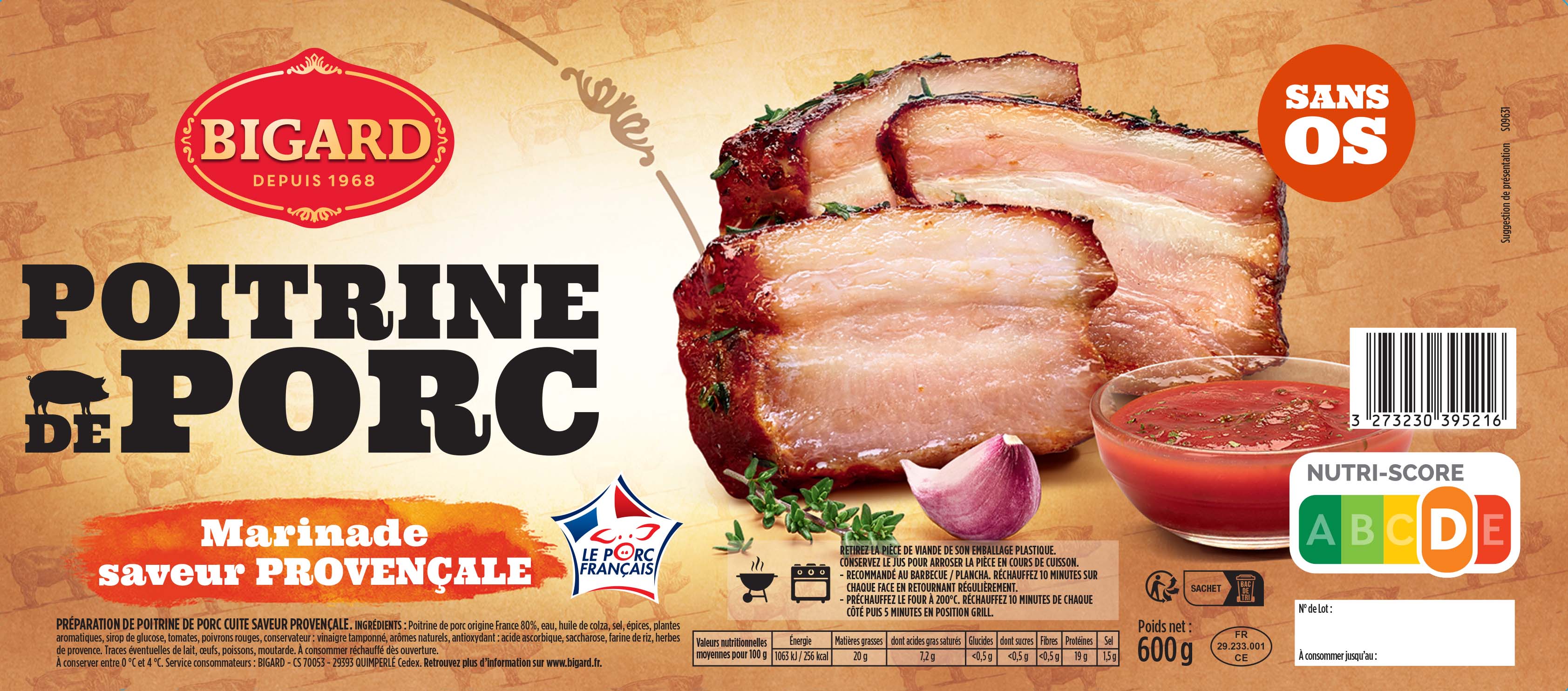 POITRINE DE PORC SANS OS BIGARD