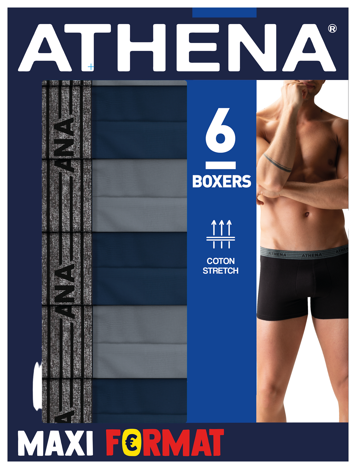 LOT DE 6 BOXERS HOMME ATHENA