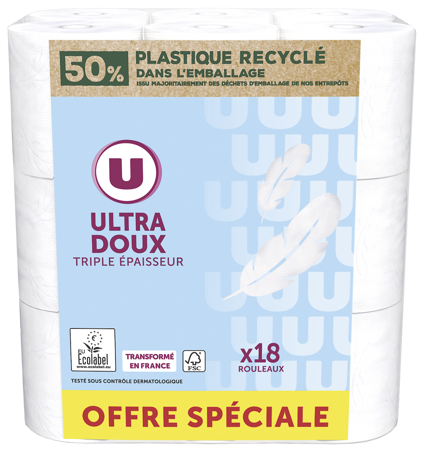 PAPIER TOILETTE ULTRA DOUX TRIPLE EPAISSEUR BLANC U