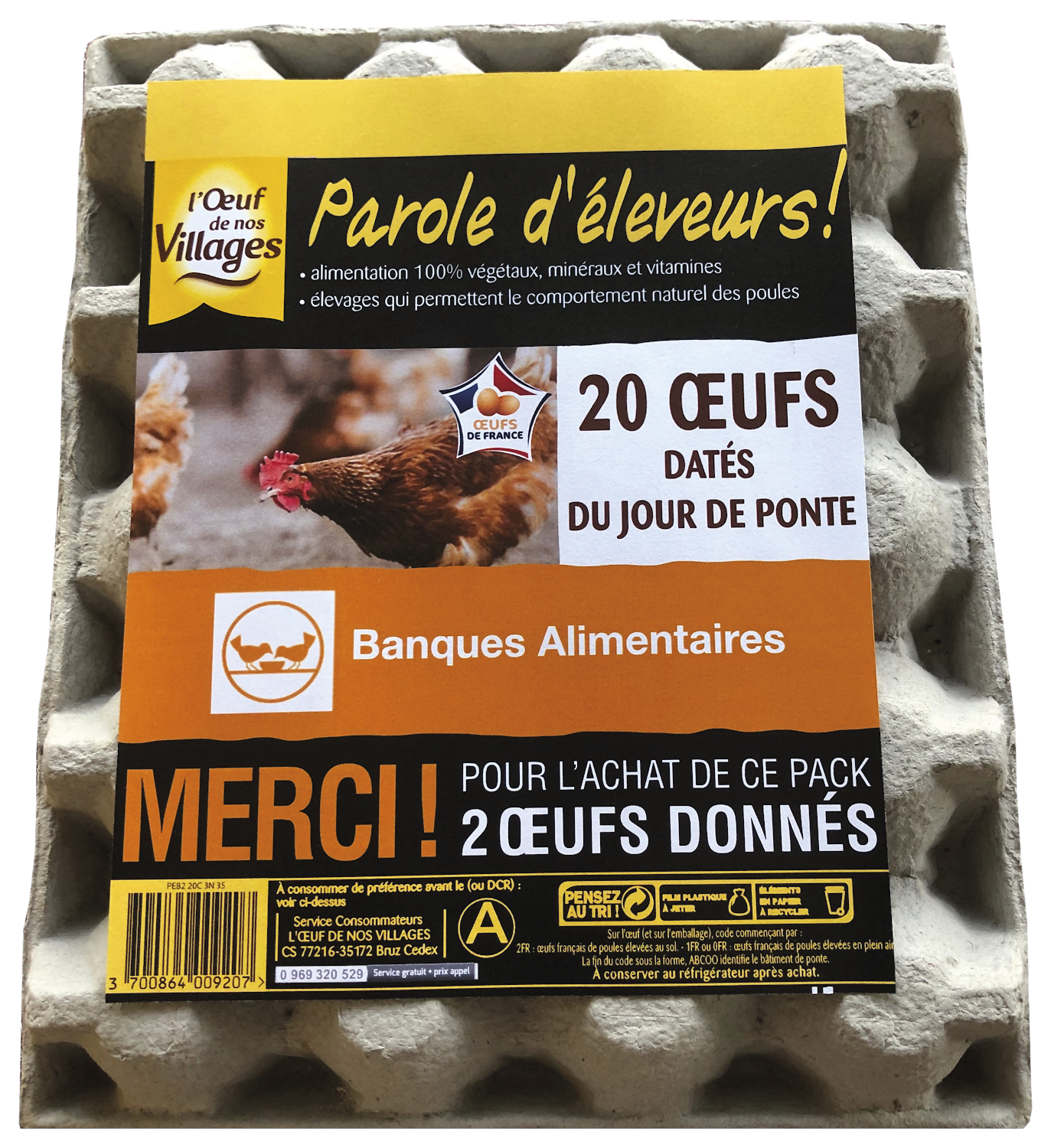 OEUFS DE NOS VILLAGES CALIBRE MOYEN GROS PAROLE D'ELEVEURS