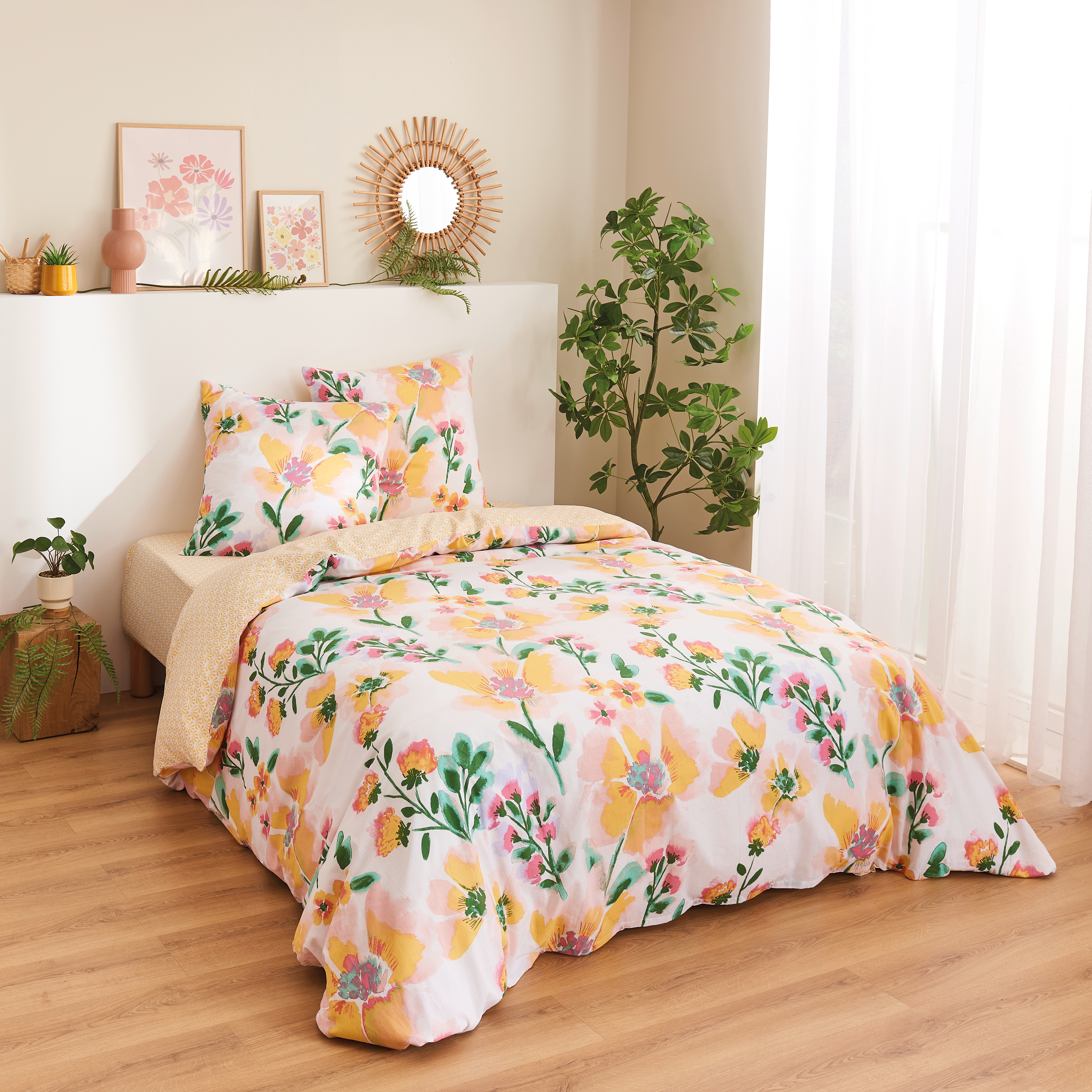 PARURE HOUSSE DE COUETTE 240X220CM + 2 TAIES D'OREILLERS 63X63CM LIGNE DE LIT "CANDICE"
