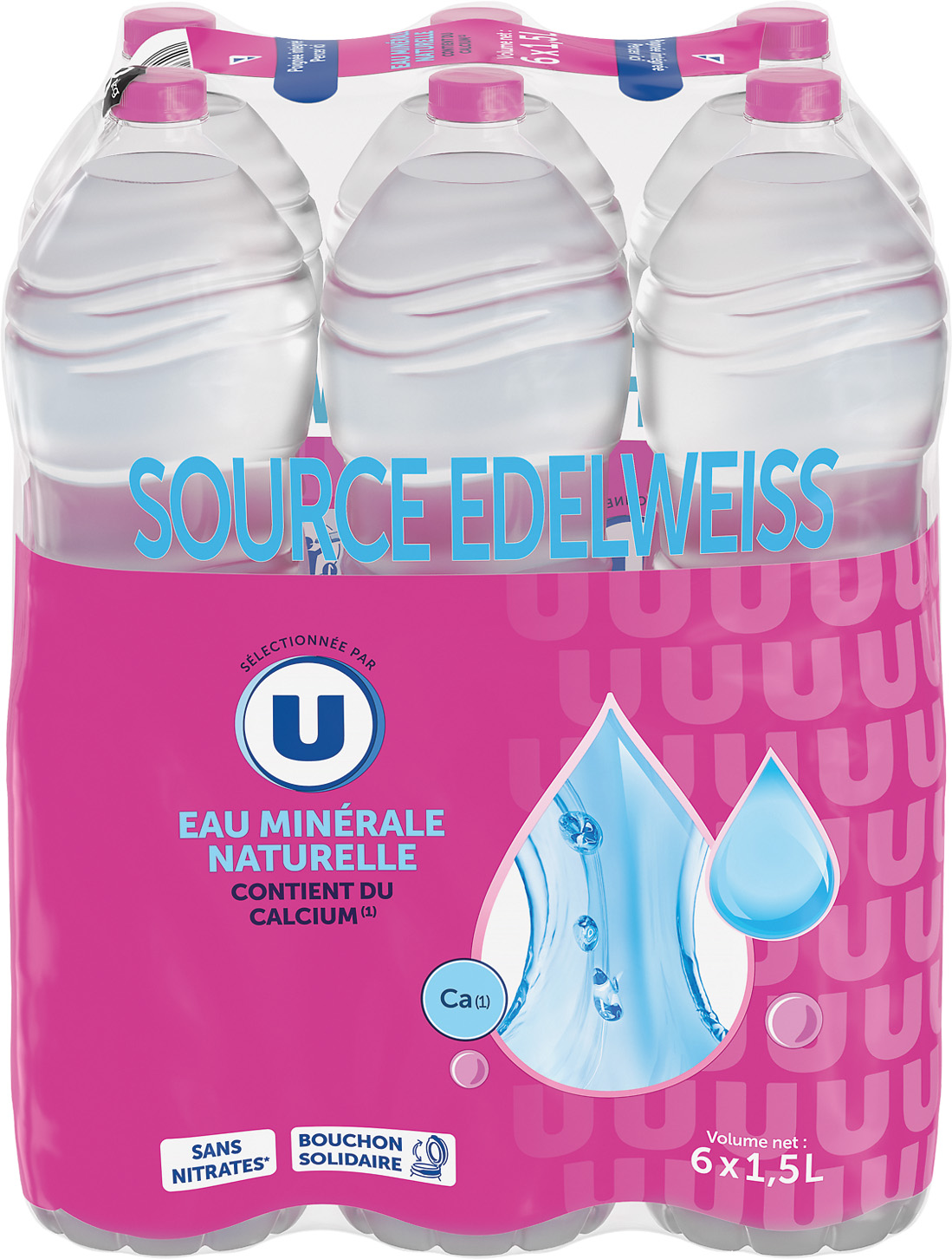 EAU MINERALE NATURELLE CALCIQUE SOURCE EDELWEISS U