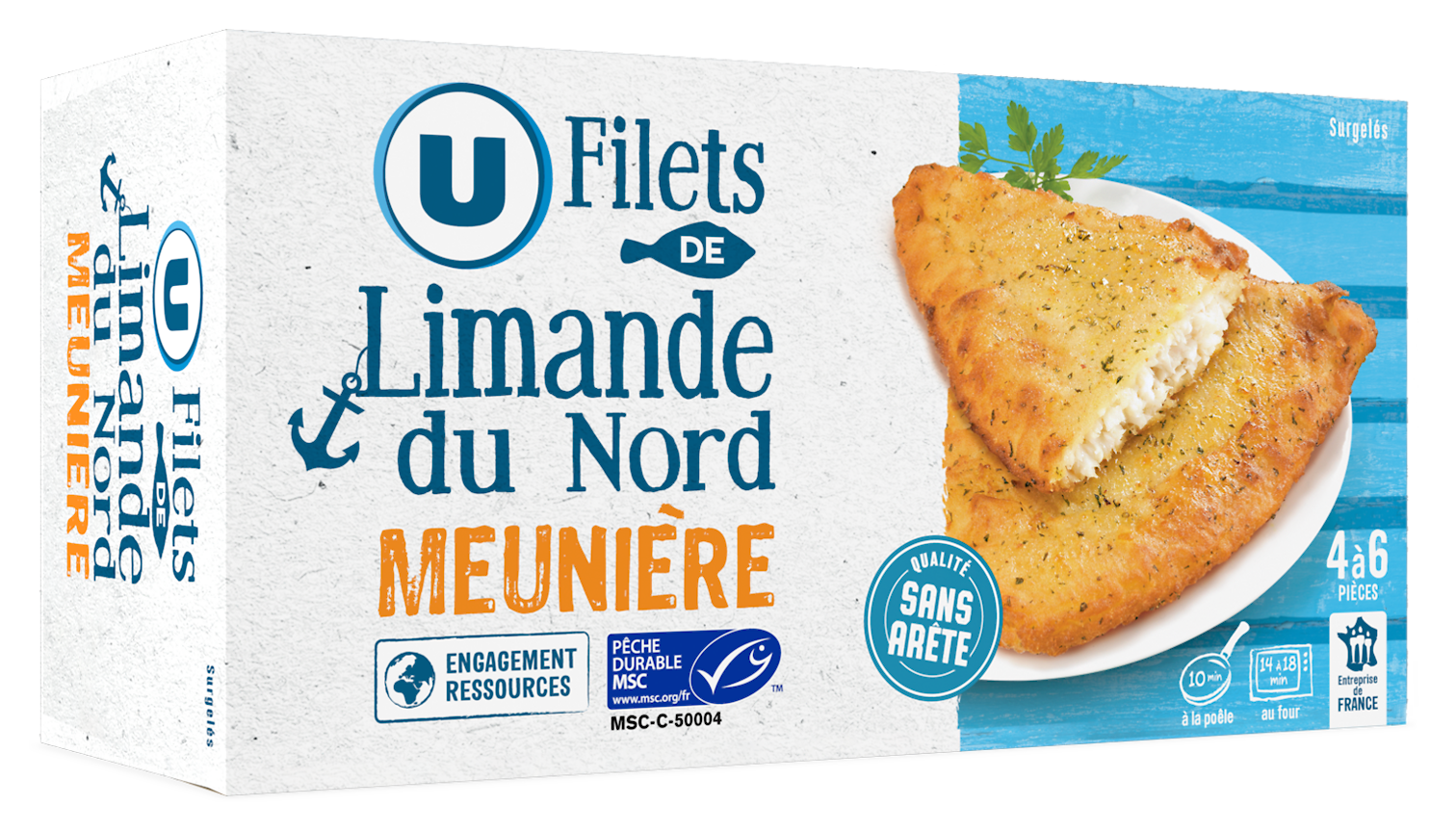 FILET DE LIMANDE DU NORD MEUNIERE SURGELE U