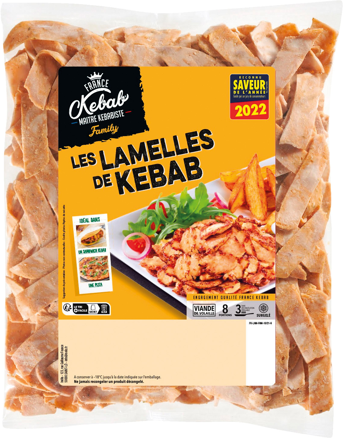 LAMELLE DE KEBAB POULET ET DINDE FRANCE KEBAB