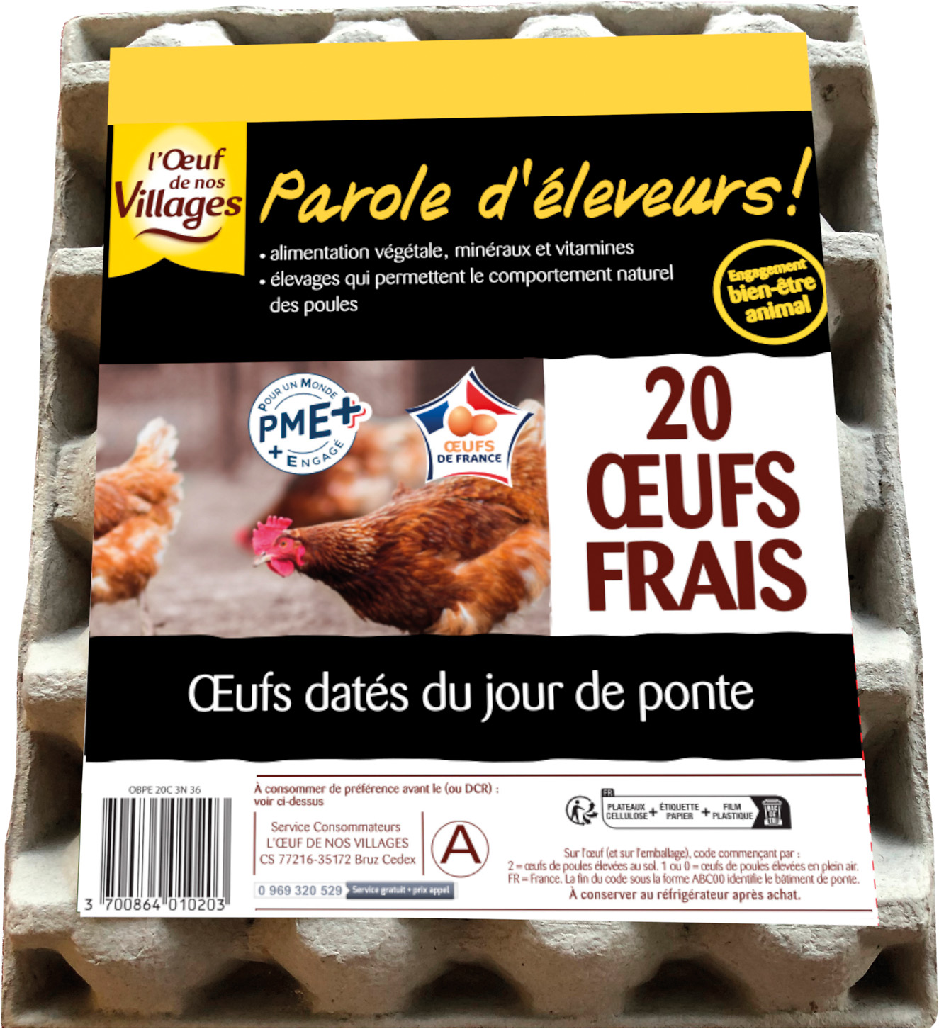 OEUFS CALIBRE MOYEN GROS PAROLE D'ELEVEURS L'OEUF DE NOS VILLAGES
