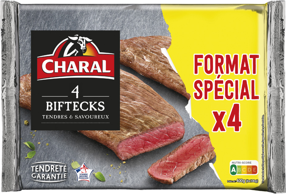 BIFTECK OU TENDRE DE BOEUF
OU CARACTERE DE BOEUF CHARAL
