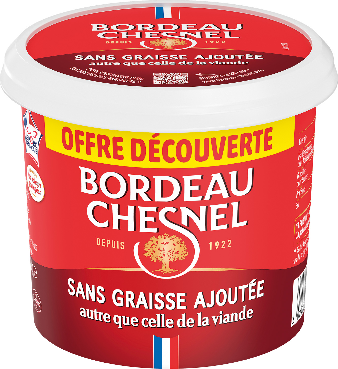 RILLETTES PUR PORC SANS GRAISSE AJOUTEE BORDEAU CHESNEL