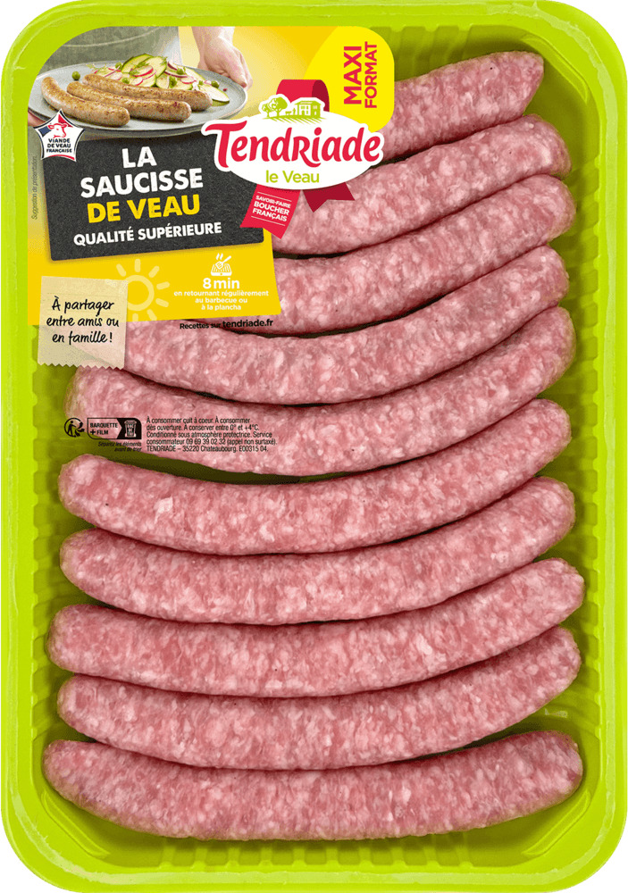SAUCISSE DE VEAU OU MERGUEZ DE VEAU
OU ASSORTIMENT 5 SAUCISSES + 5 MERGUEZ TENDRIADE