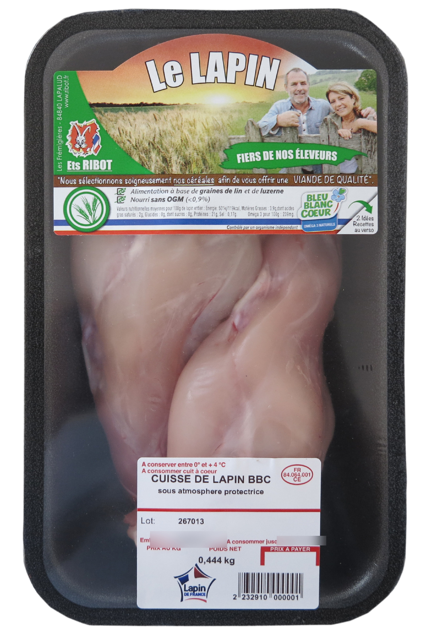 CUISSE OU RABLE DE LAPIN BLEU BLANC COEUR