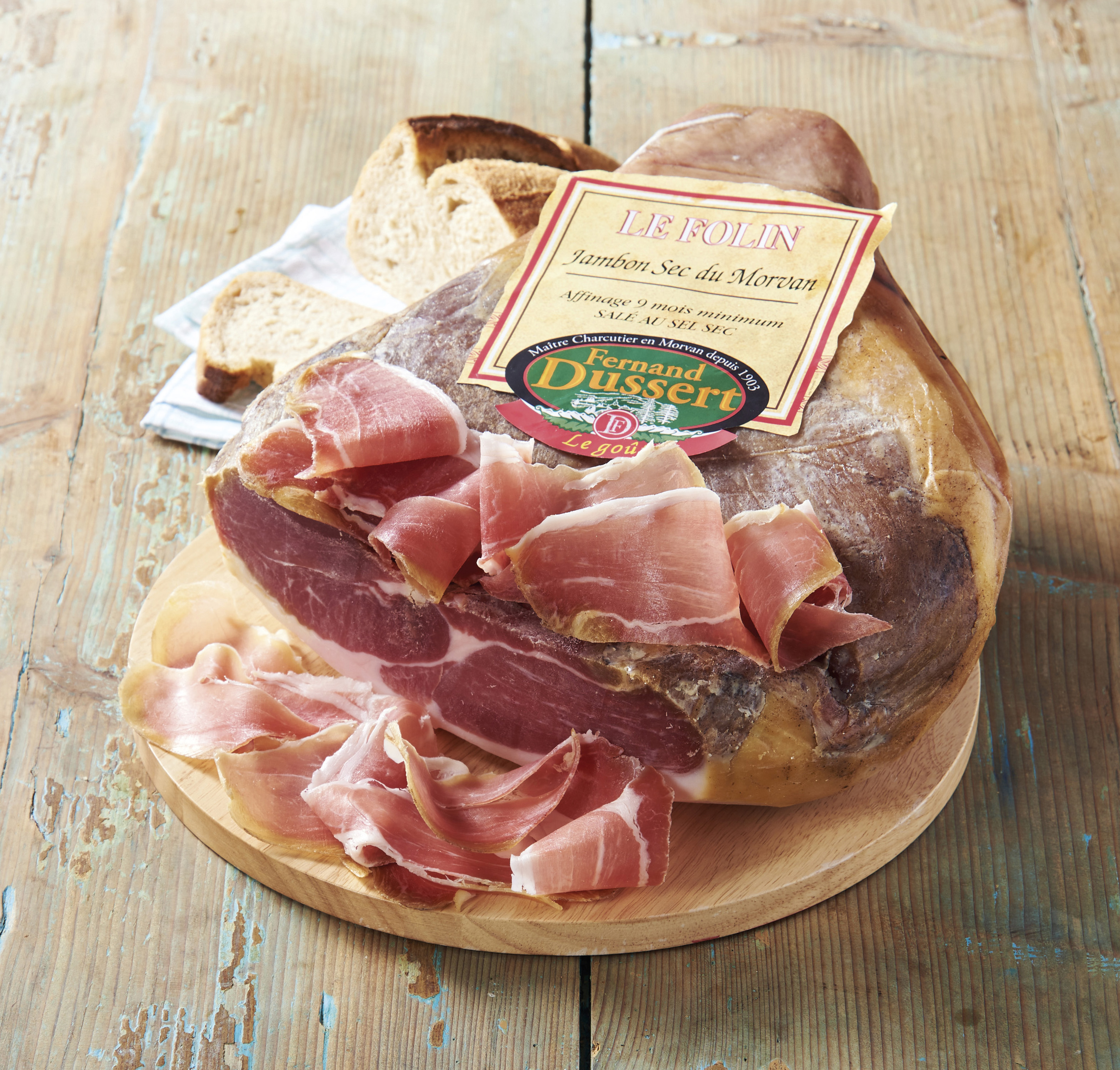 VÉRITABLE JAMBON SEC TRADITIONNEL DU MORVAN AFFINÉ 9 MOIS FERNAND DUSSERT