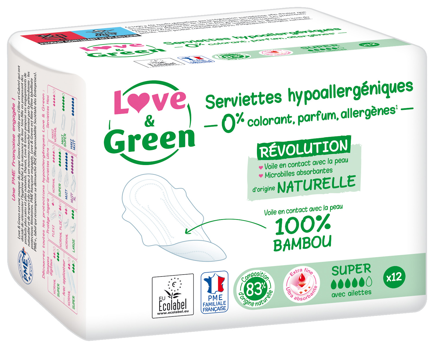 SERVIETTES HYGIENIQUES OU PROTEGE-LINGERIES LOVE&GREEN