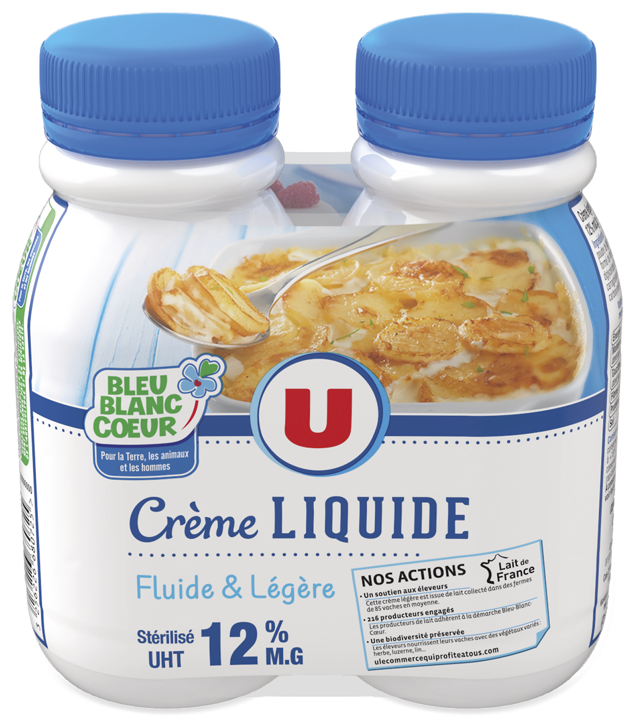 CREME LIQUIDE UHT FLUIDE ET LEGERE 12% MG BLEU BLANC COEUR U