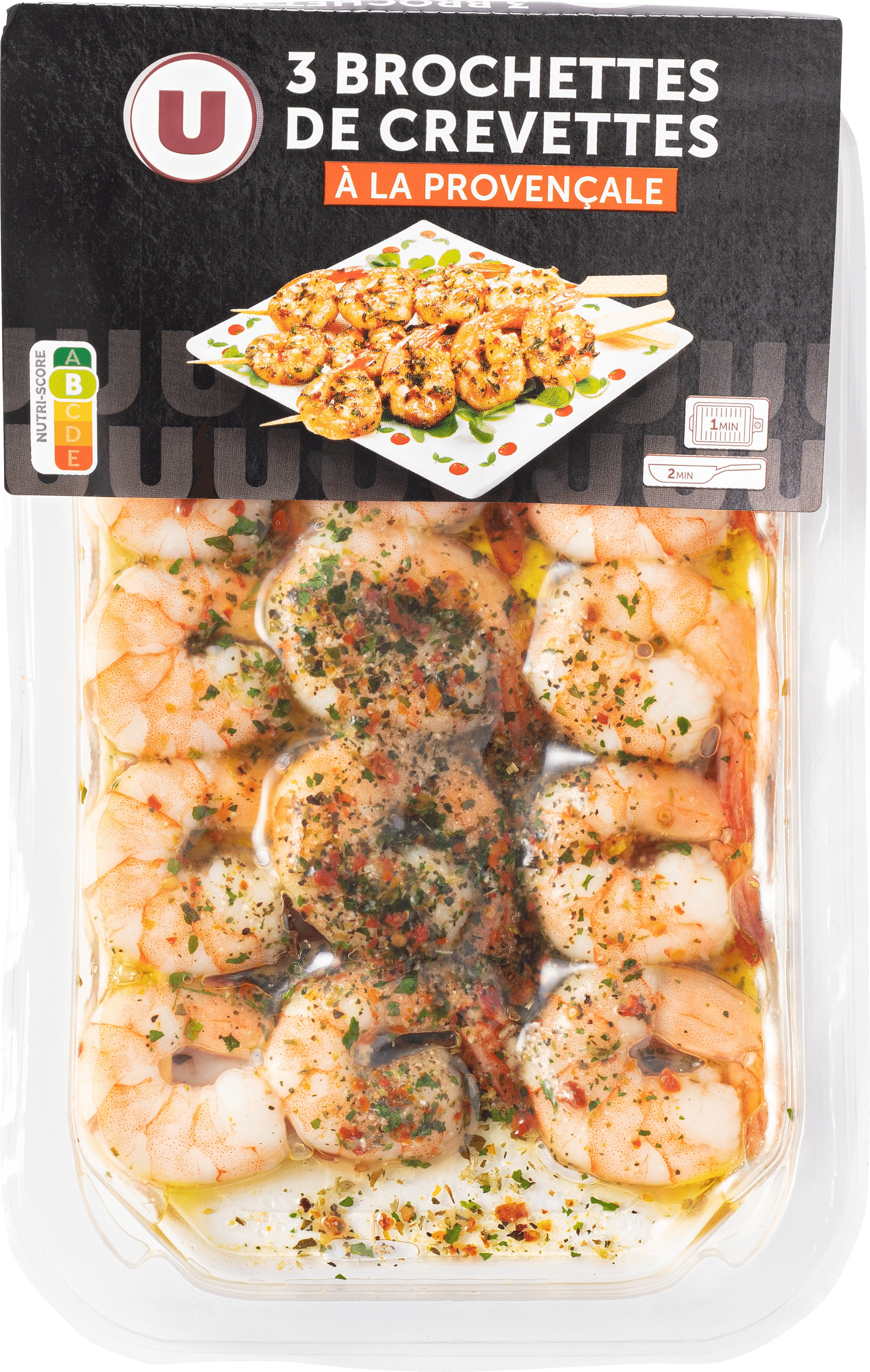 BROCHETTES DE QUEUES DE CREVETTES CUITES U