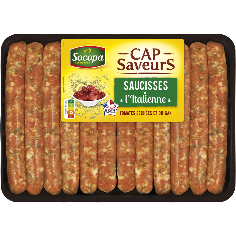 SAUCISSE A L'ITALIENNE OU SAUCISSE CHORIZO CAP SAVEURS OU CHIPOLATA SUPERIEURE SOCOPA