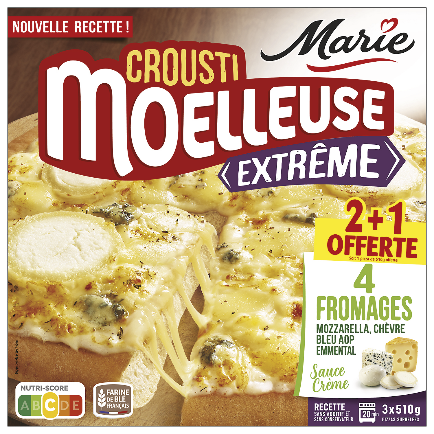 PIZZA CROUSTI MOELLEUSE EXTREME SURGELEE MARIE