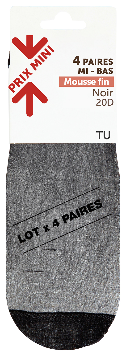 LOT DE 4 PAIRES DE MI-BAS MOUSSE 20 DENIERS