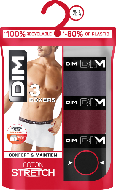 LOT DE 3 BOXERS HOMME COTON STRETCH DIM