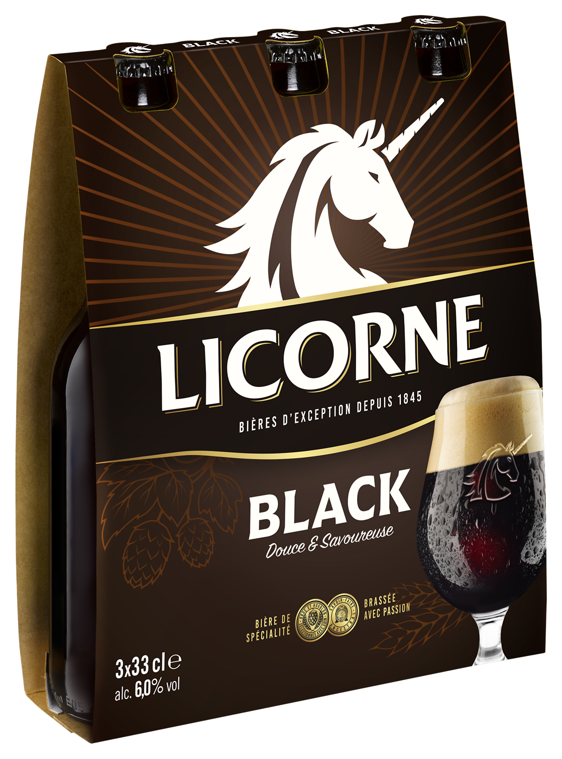 BIERE BRUNE BLACK BY LICORNE 6°