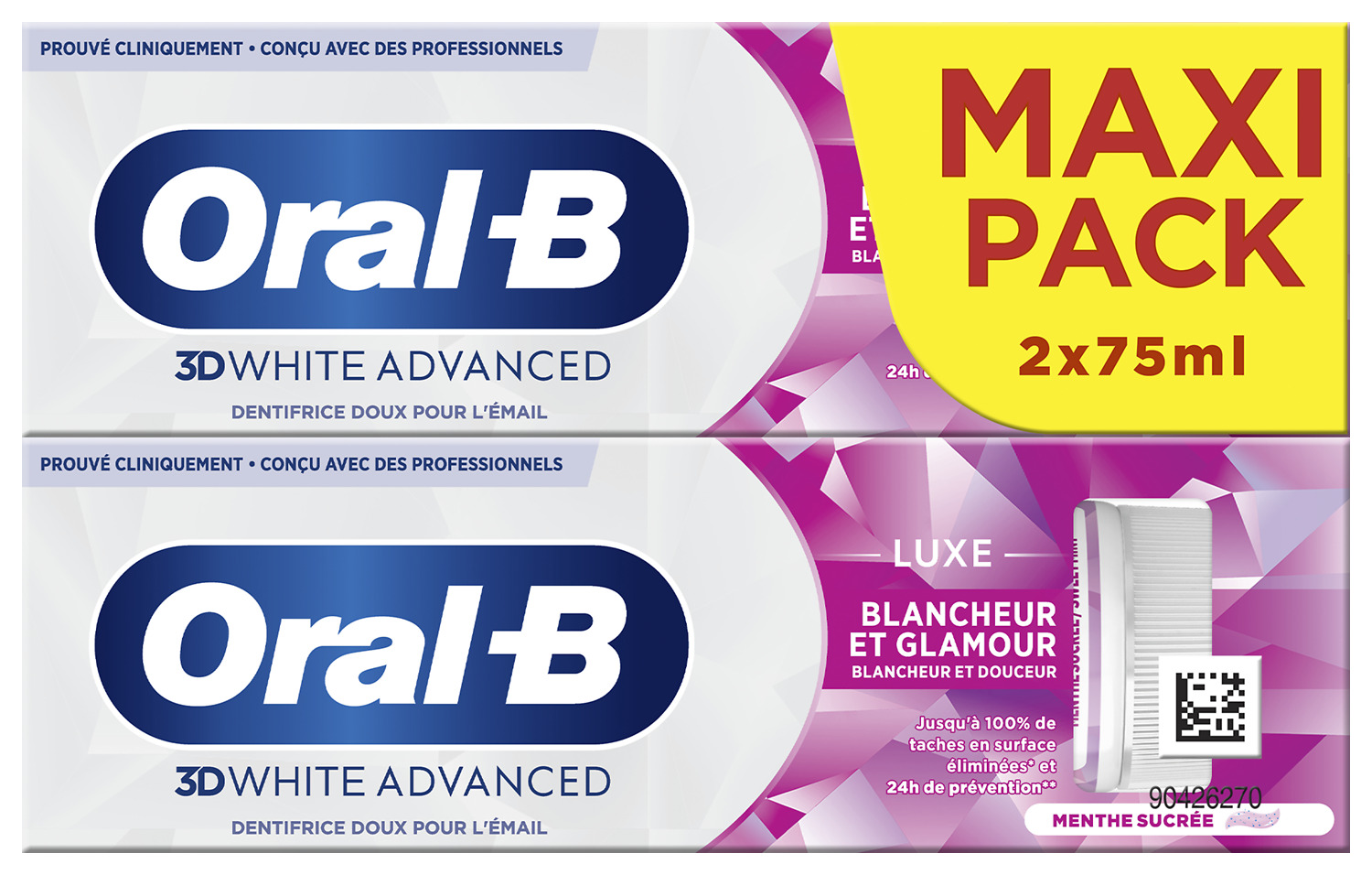 DENTIFRICE ORAL-B 3D WHITE ADVANCED OU LUXE OU SCIENCE OU PRO-EXPERT