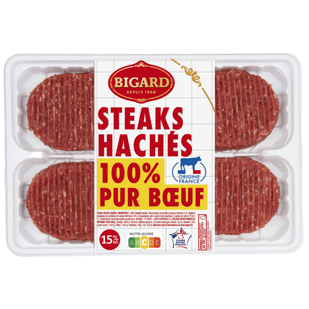 STEAK HACHE 15% MG PUR BOEUF BIGARD