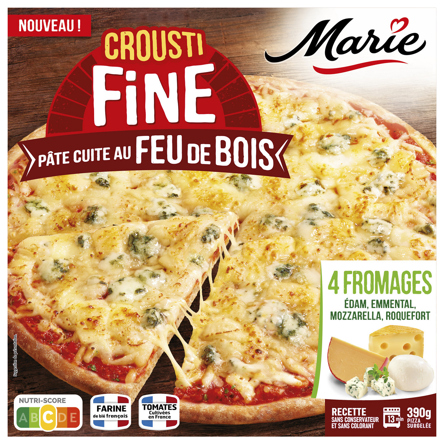 PIZZA CROUSTIFINE CUITE AU FEU DE BOIS SURGELEE MARIE