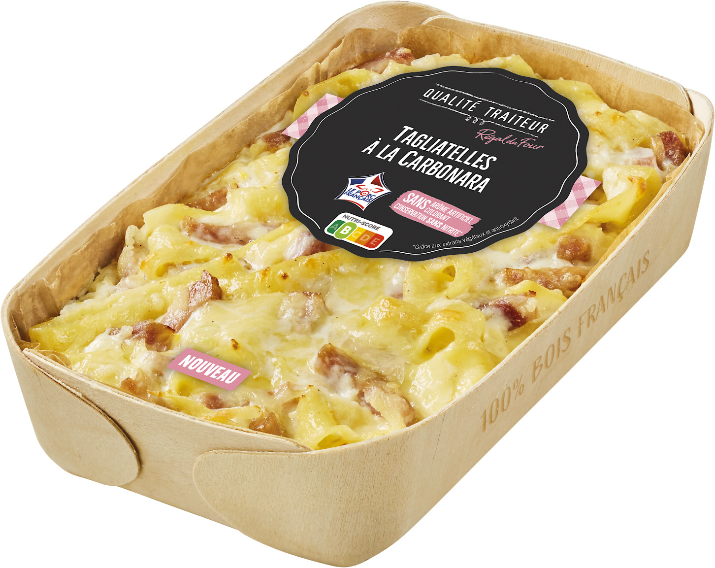 TAGLIATELLES CARBONARA OU GRATIN PÂTES BACON 3 FROMAGES OU GRATIN DAUPHINOIS