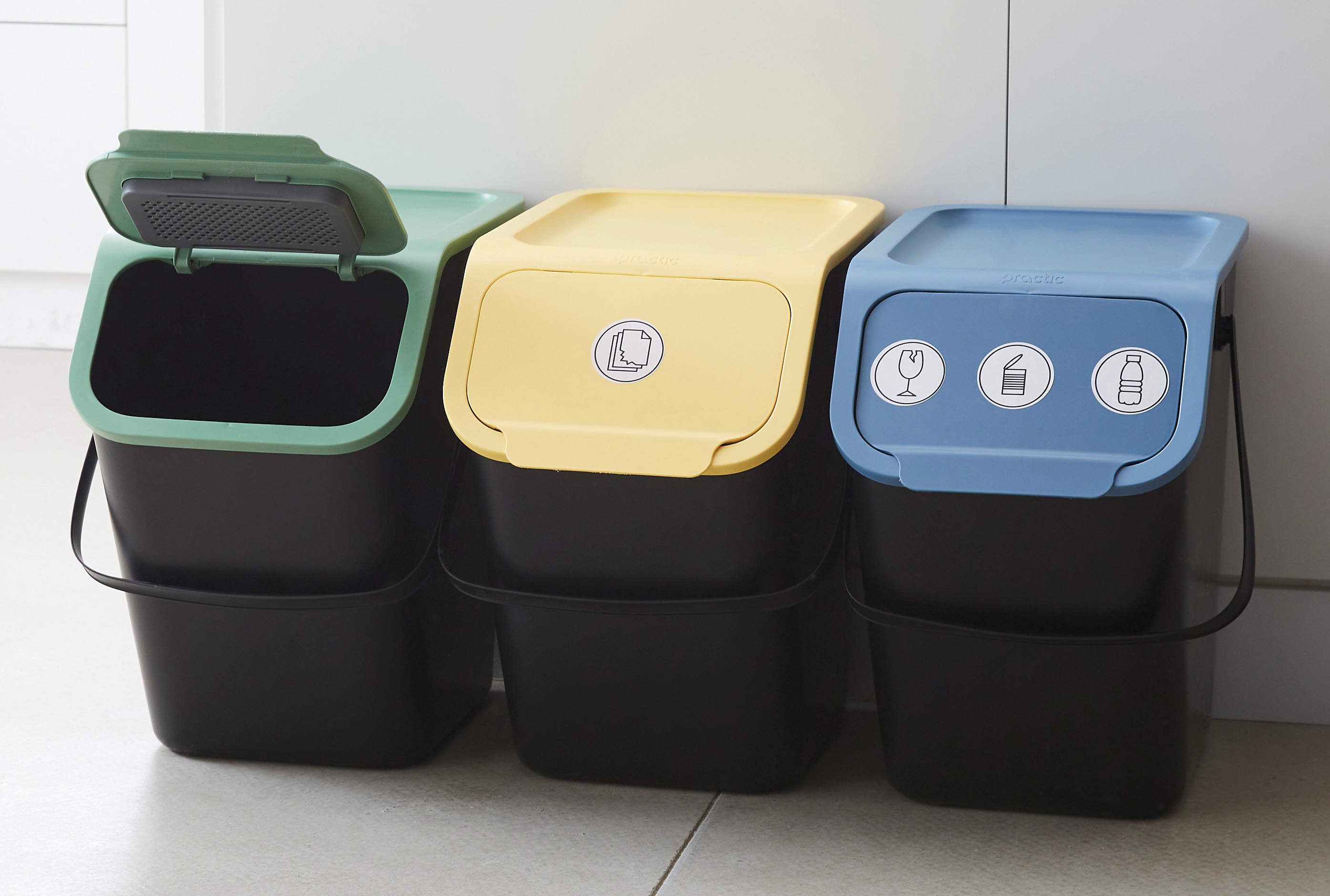LOT DE 3 POUBELLES DE TRI 25L
