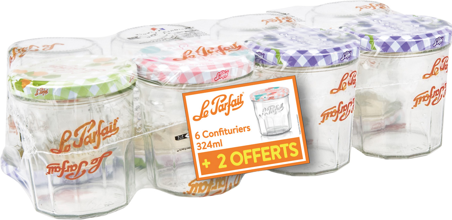 LOT DE 6 + 2 CONFITURIERS 324ML LE PARFAIT