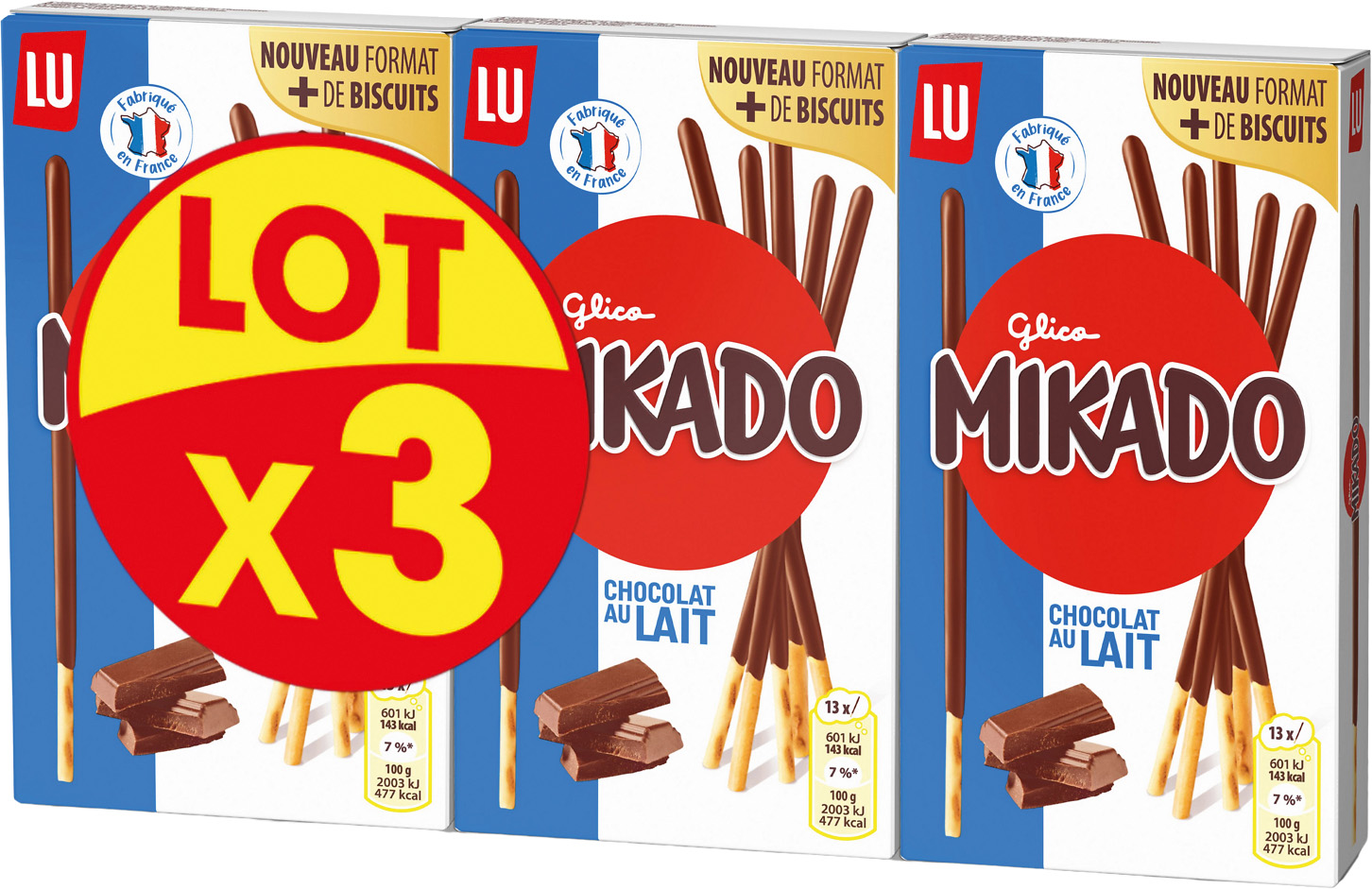 BISCUITS CHOCOLAT AU LAIT MIKADO LU